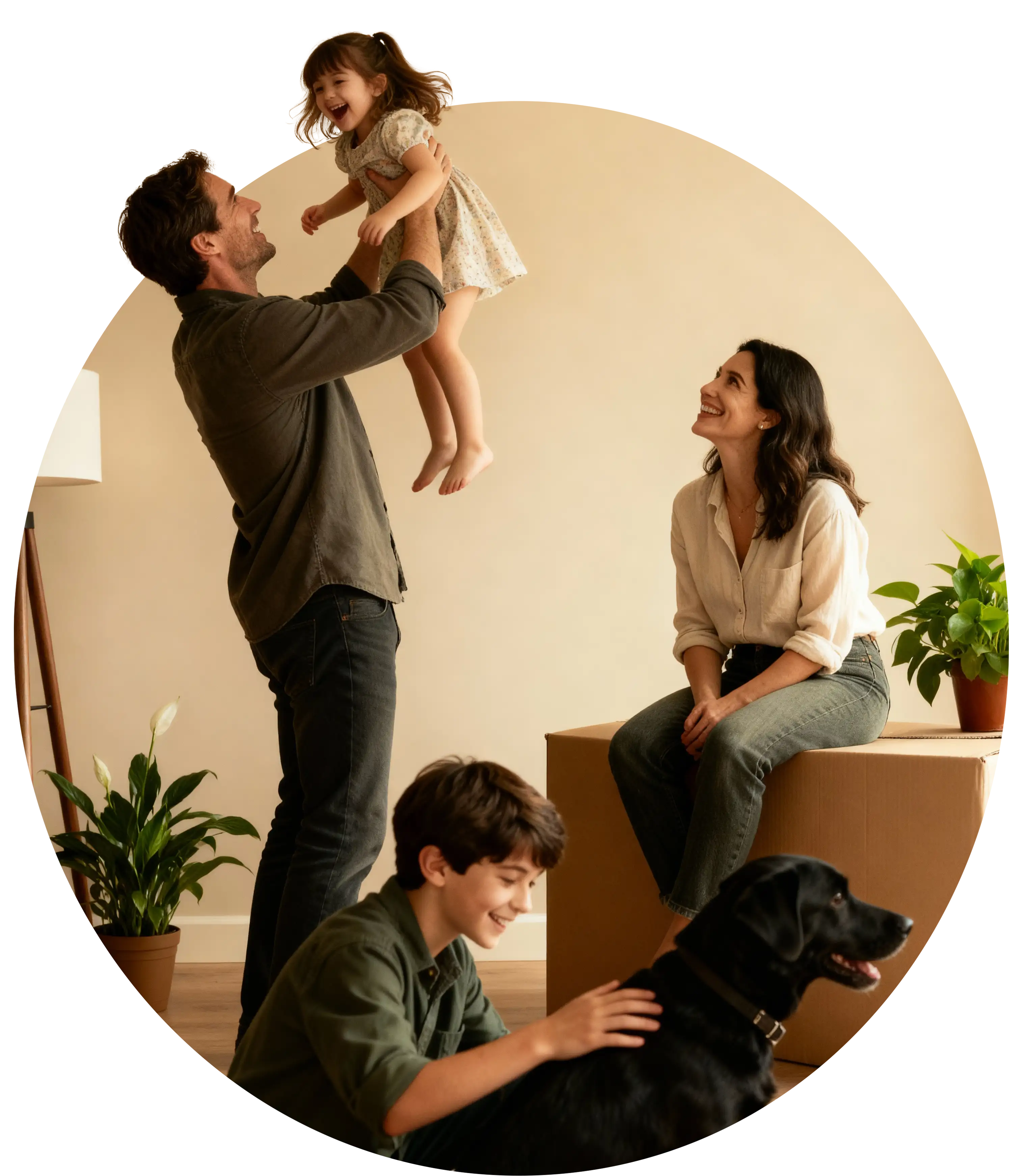 Caixes de mudança en un saló acabat d’estrenar